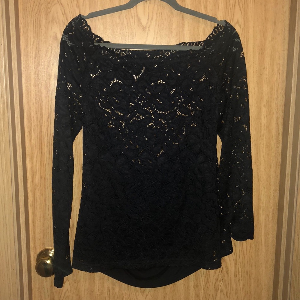 Black lace long sleeve shirt